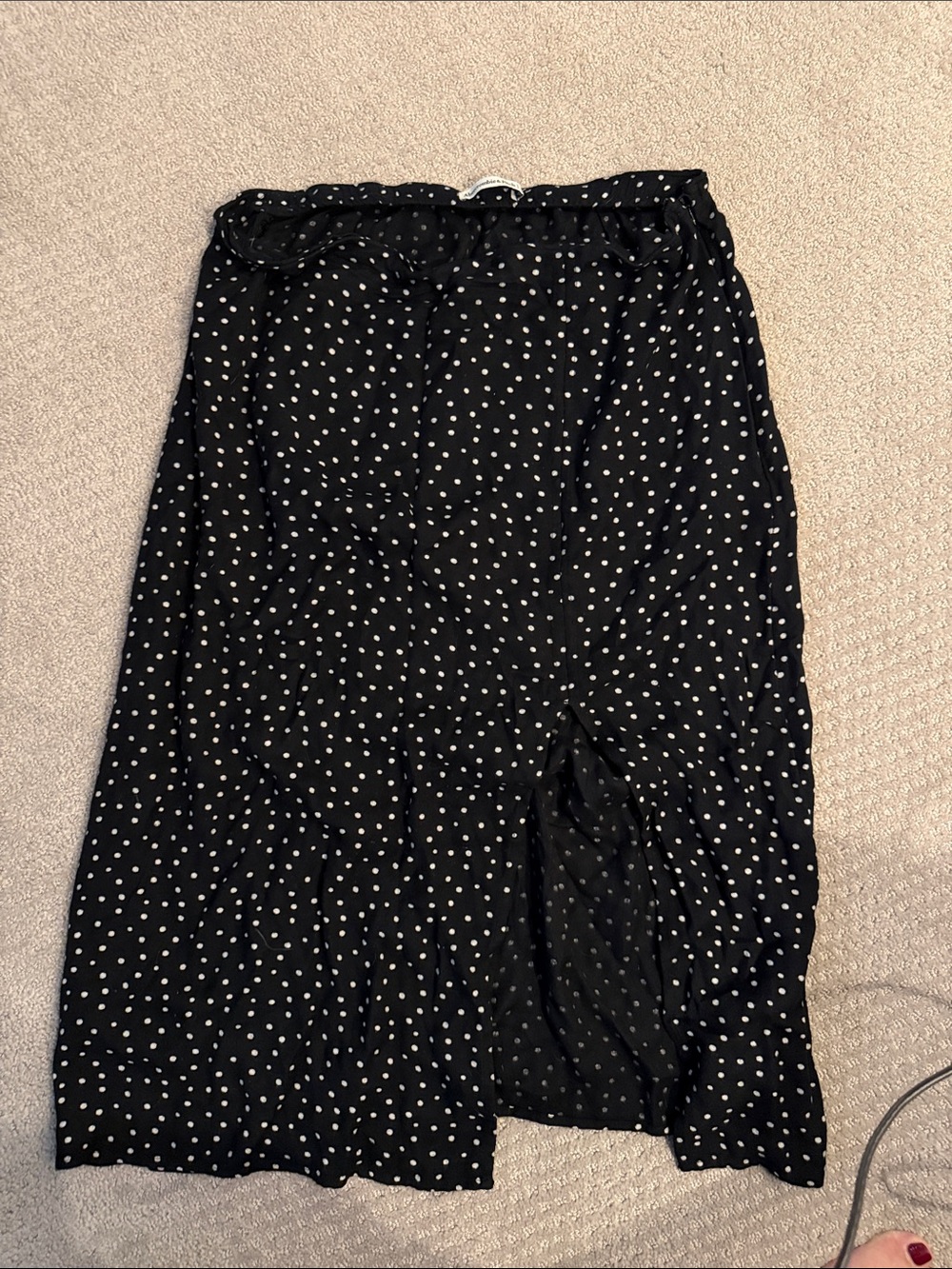 Abercrombie Black Polka Dot Midi Skirt - Classic Women's Skirt